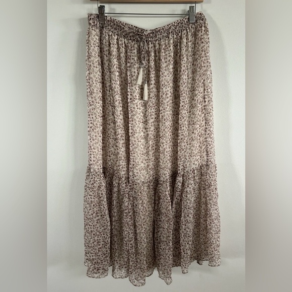 Zimmermann Floral Cream Maxi Skirt large tassels cavalier